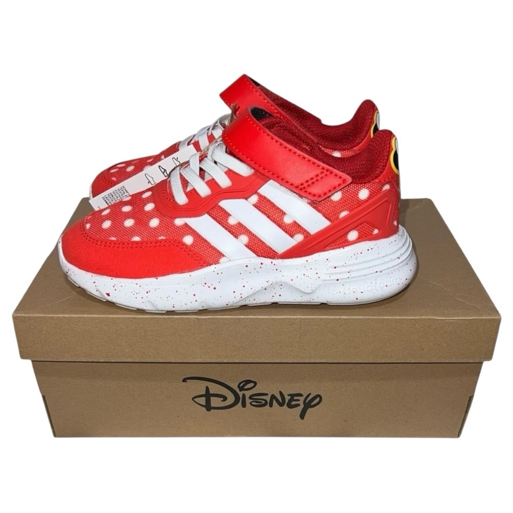 Adidas Shoes Kids Size L-11.5 and R-12 Red White Disney Minnie New